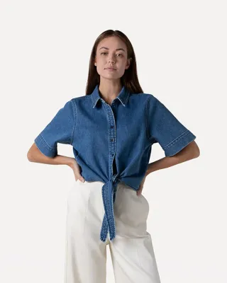 Bois denim shirt s/s	Mid blue denim