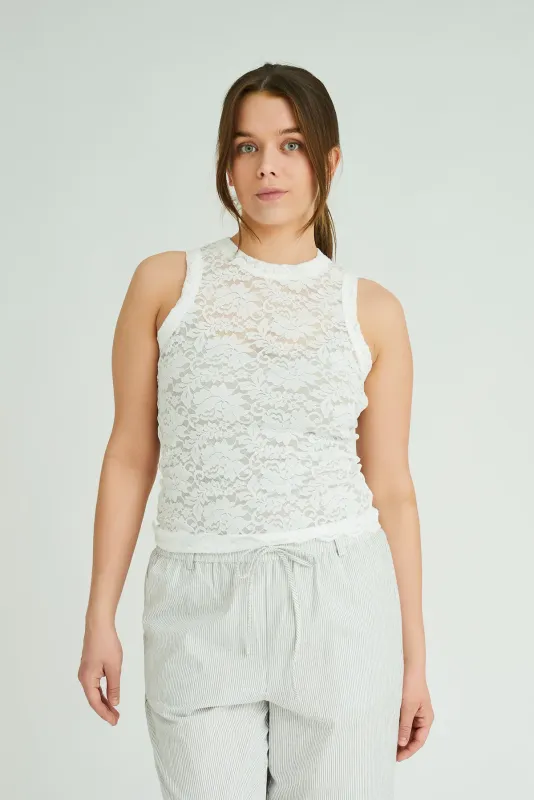 Flora lace top	000 White