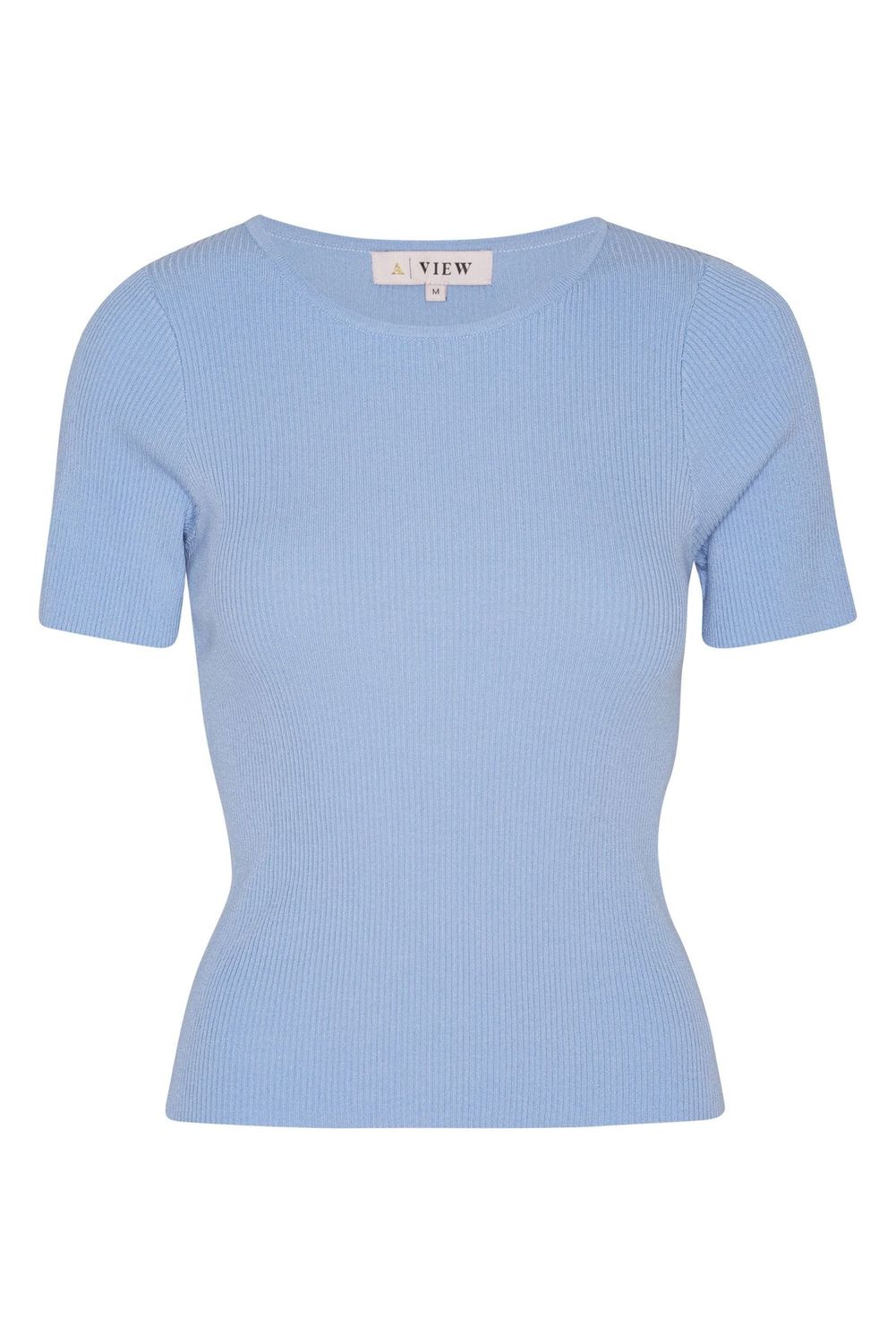 Rib knit short sleeve top	282 Light Blue