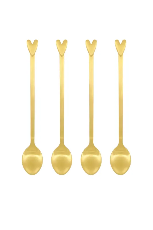 set van 4 lepels hartje goud