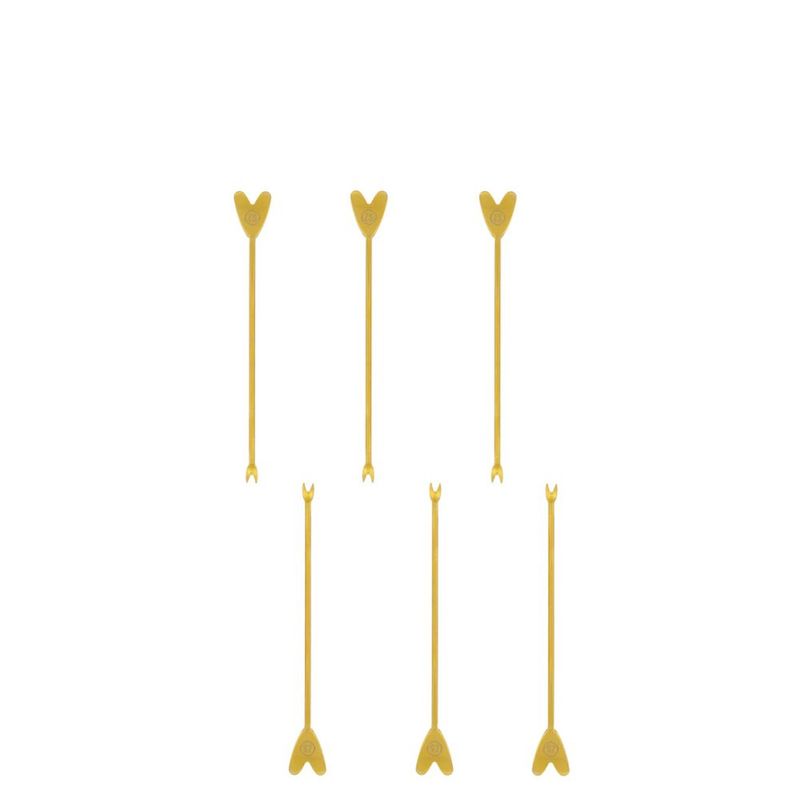 set van 6 borrelprikkers hartje goud
