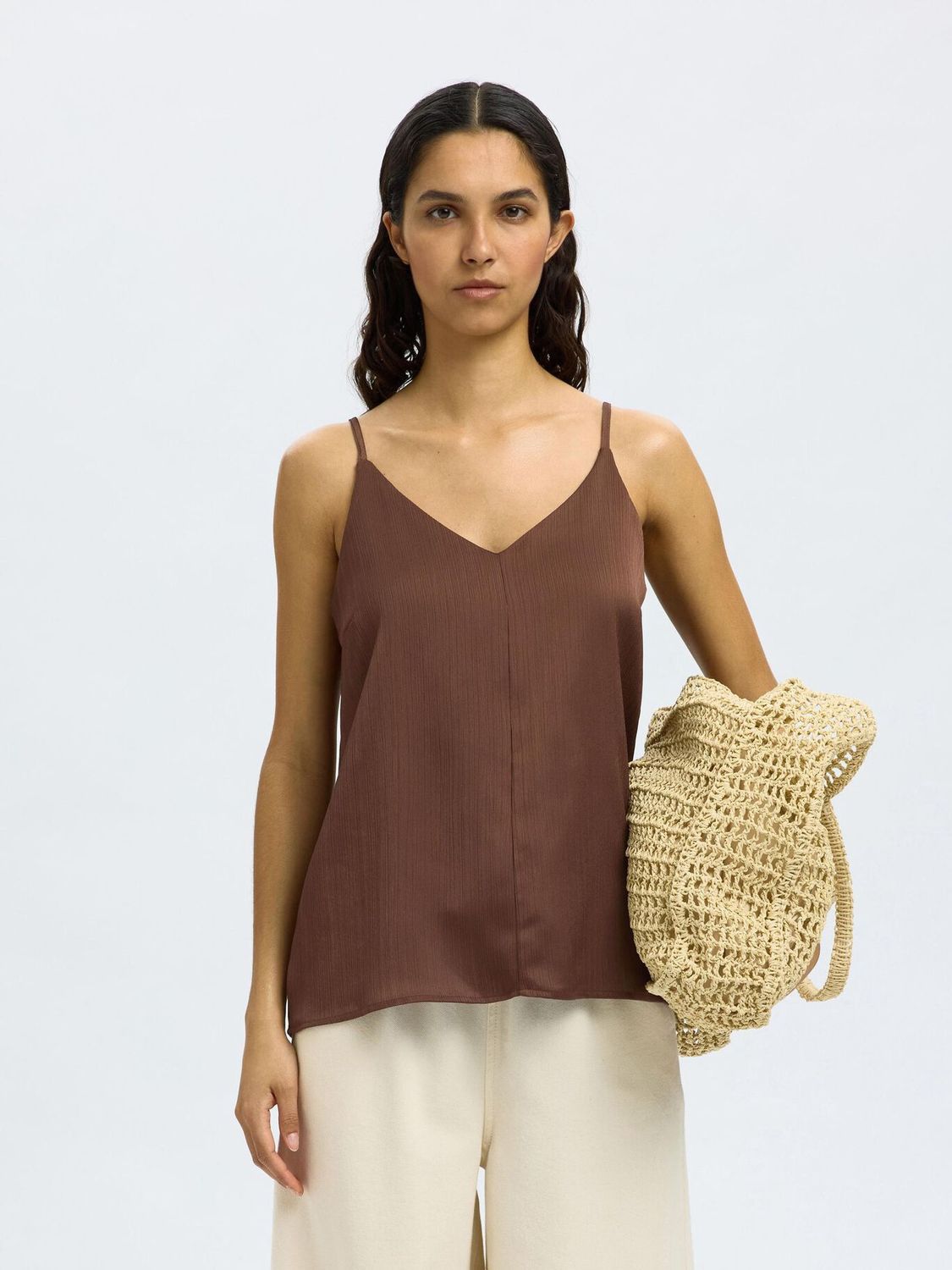 Top SLFNORA-JULIANE STRAP TOP B	Chestnut	16099173
