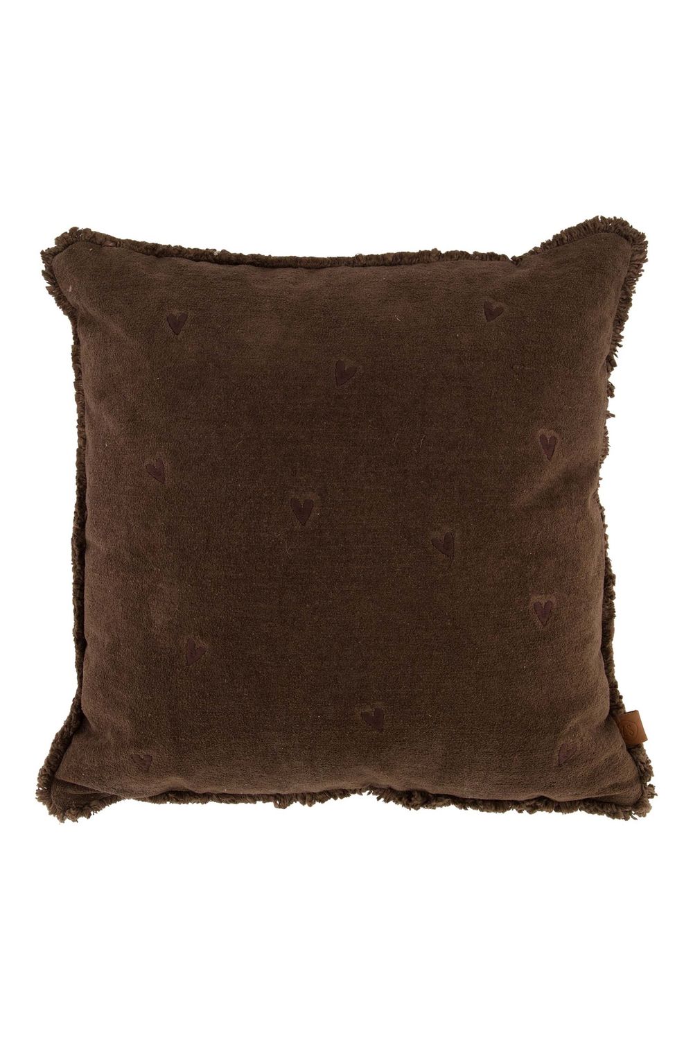 Kussen velvet hartjes bruin 45x45cm