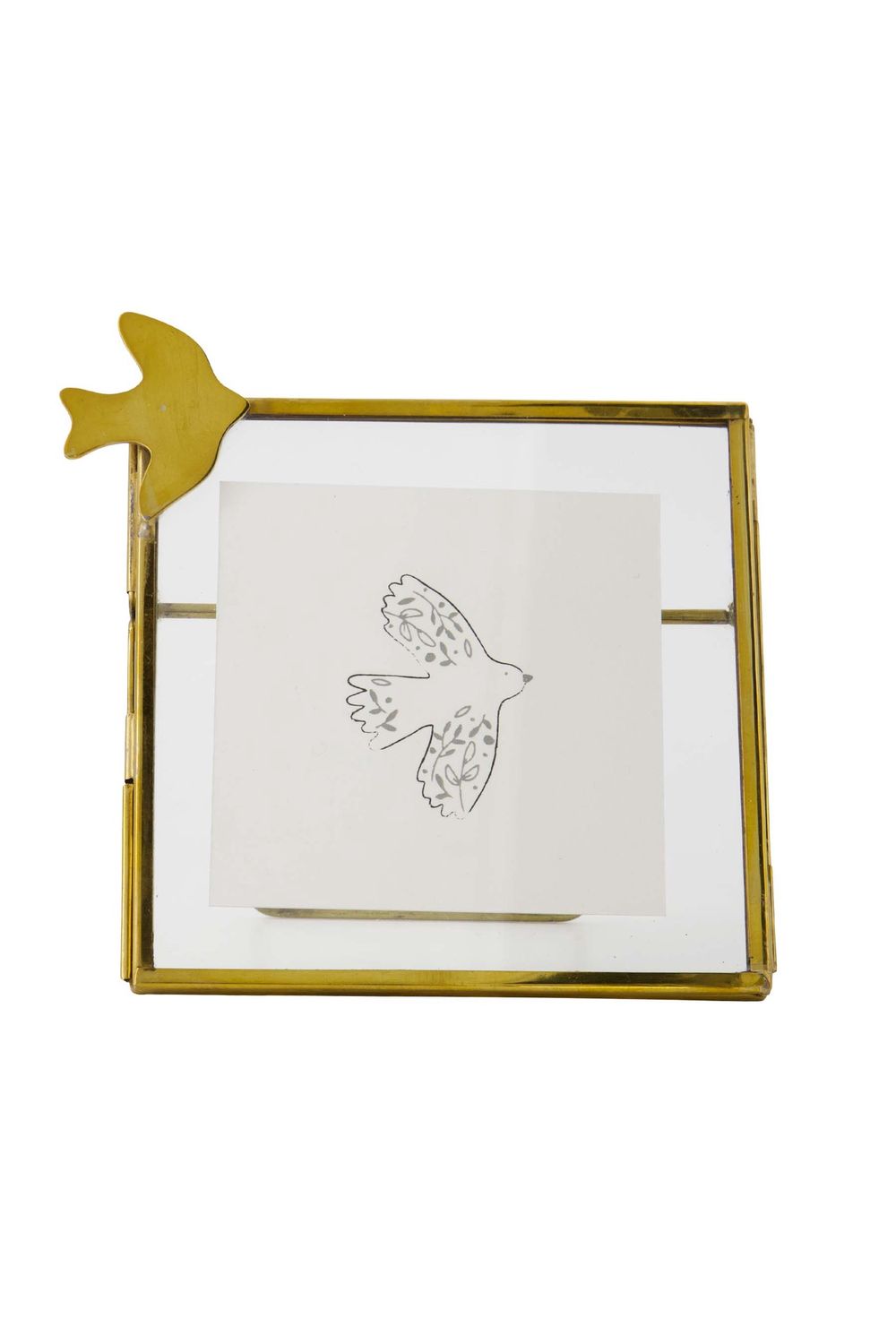 Fotolijstje metaal vogeltje goud