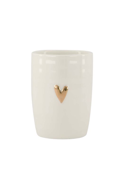 Koffiemok hartje wit/goud