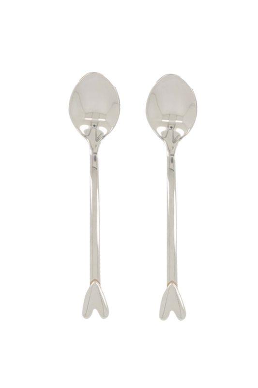 Set van 2 lepeltjes hartje zilver