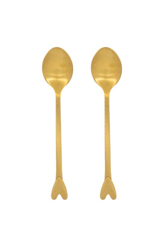 Set van 2 lepeltjes hartje goud