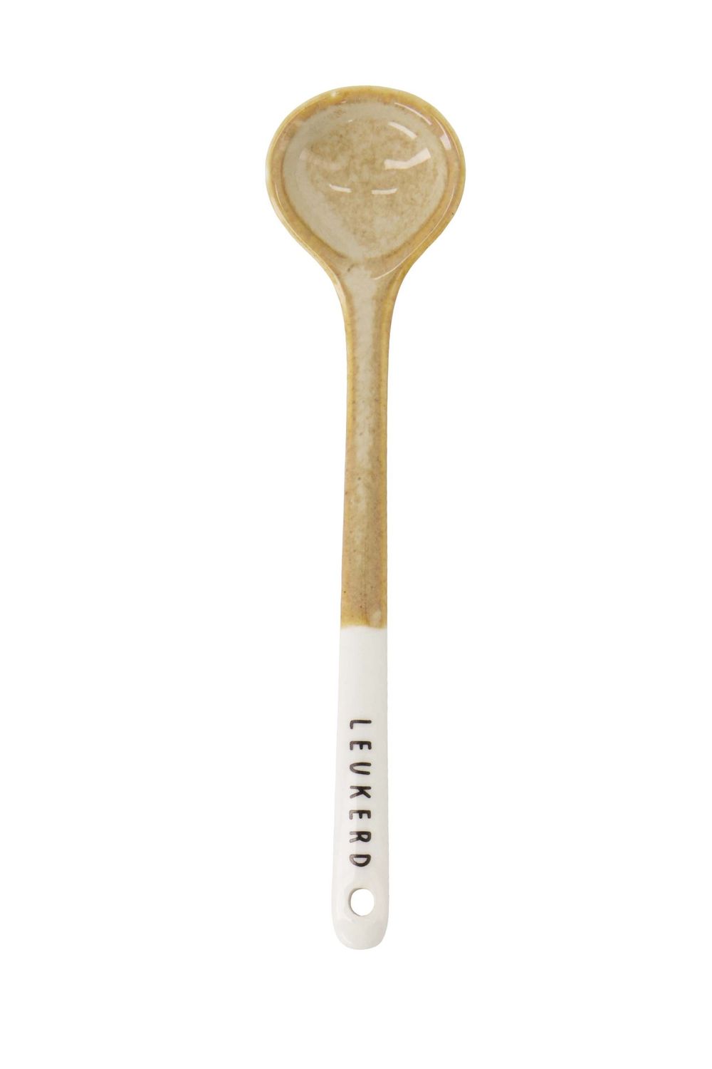 Lepeltje keramiek leukerd wit/zand