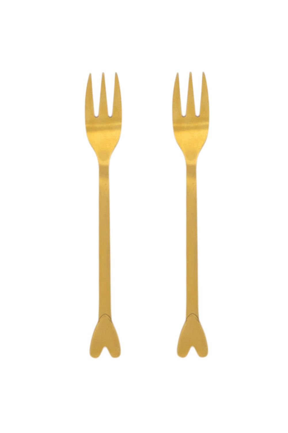 Set van 2 vorkjes hartje goud