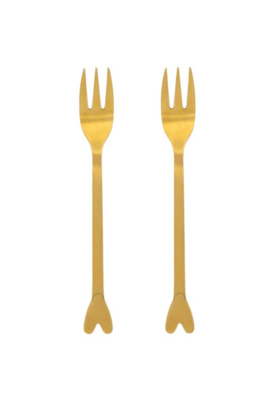 Set van 2 vorkjes hartje goud