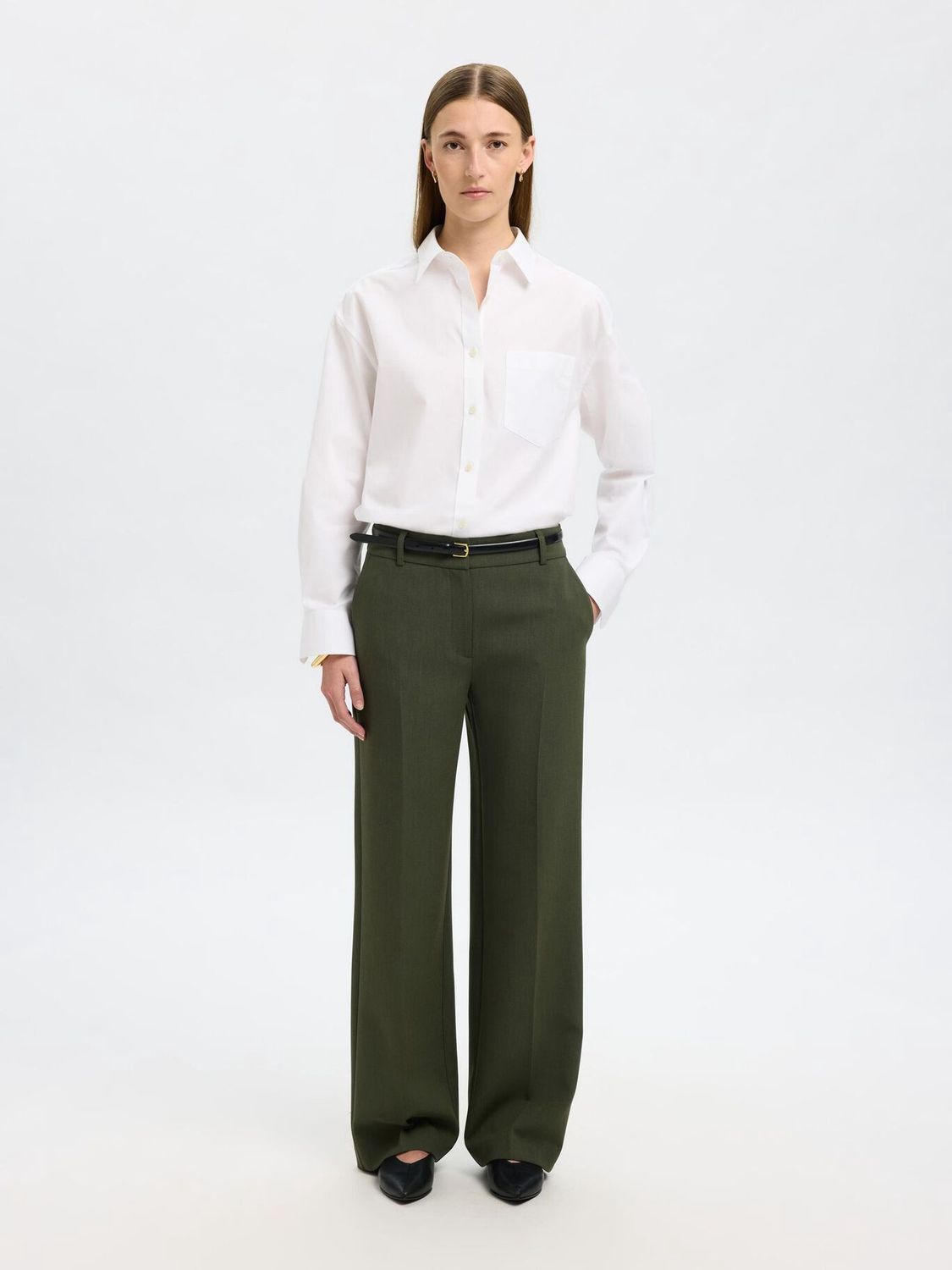 Broek SLFRITA MW WIDE PANT MEL NOOS	Deep Depths MELANGE