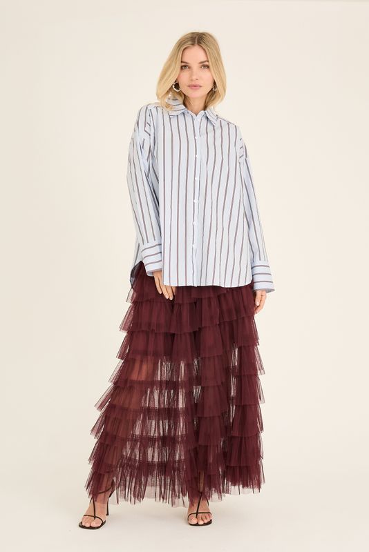 Lenn shirt Light blue/bordeaux