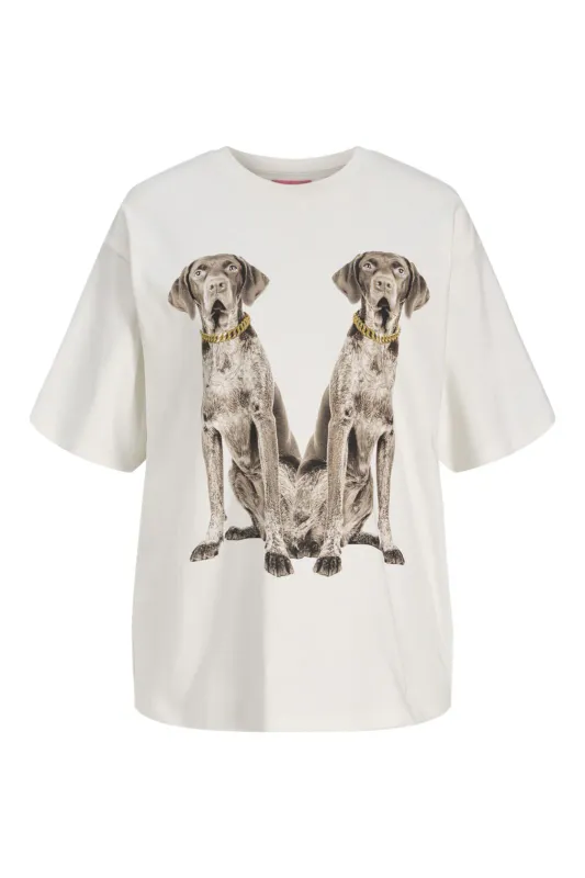 JXOLIVIA LOOSE PRINT SS TEE JRS	Cloud Dancer DOGS	12290299