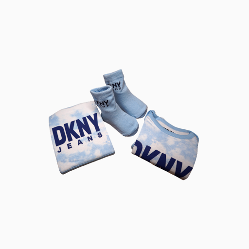 Splendid DKNY Baby Boy Bib Three Piece White and Blue