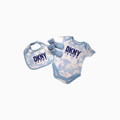 Splendid DKNY Baby Boy Bib Three Piece White and Blue