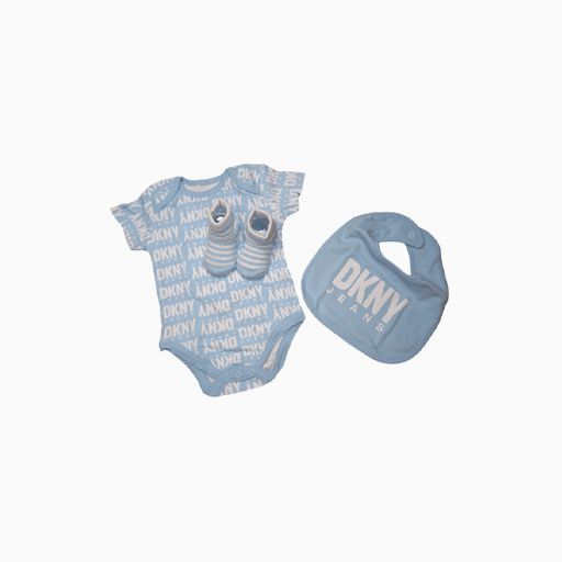 Splendid DKNY Baby Boy Bib Three Piece Blue and White