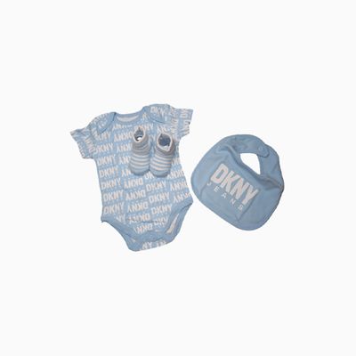 Splendid DKNY Baby Boy Bib Three Piece Blue and White