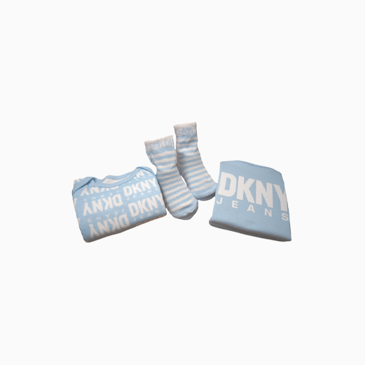 Splendid DKNY Baby Boy Bib Three Piece Blue and White