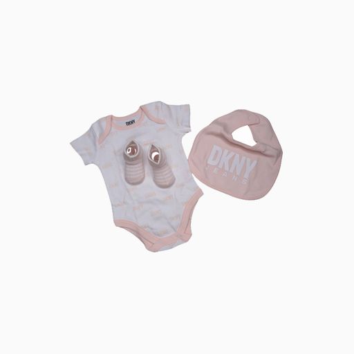 Splendid DKNY Jeans  Baby Girl Bib, Body Socks White Light Peach