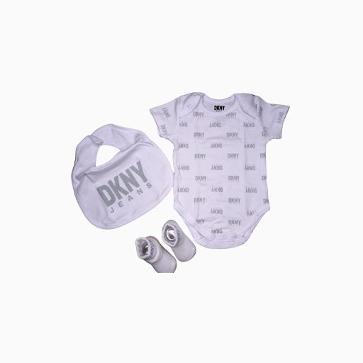 Splendid DKNY Three Piece Baby Unisex White and Grey
