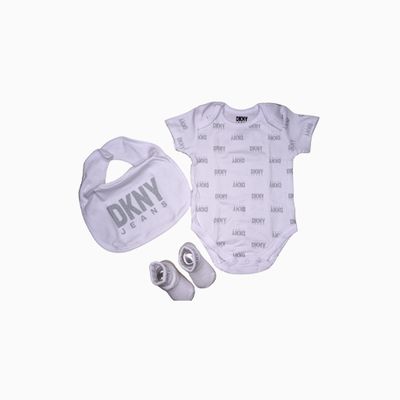 Splendid DKNY Three Piece Baby Unisex White and Grey