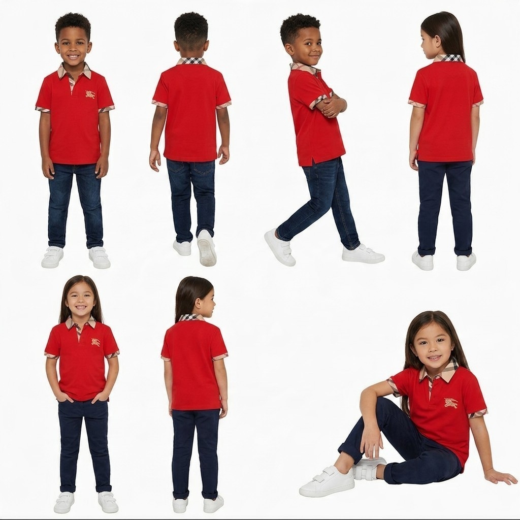 Regular Fit Children Summer Polo T-shirt Red