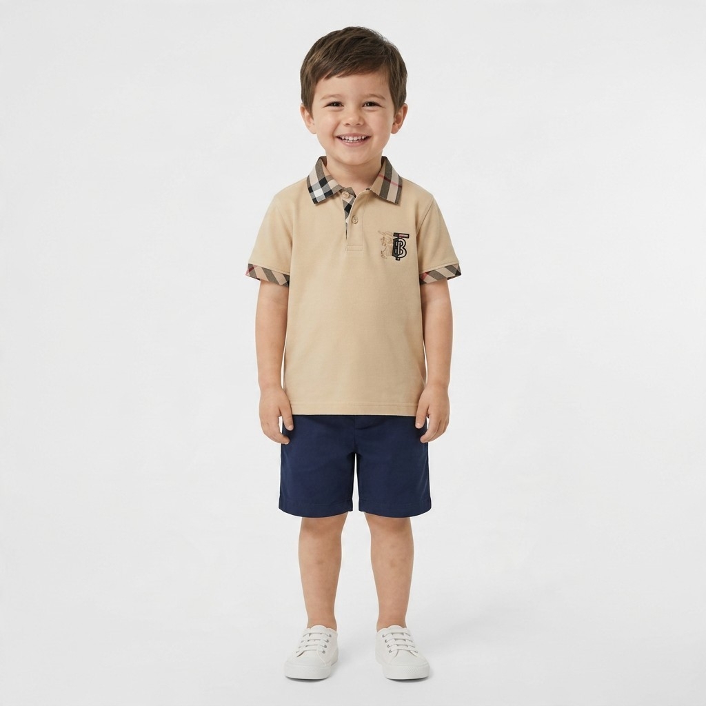 Children Summer Polo T-shirt Beige