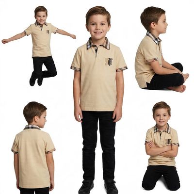 Children Summer Polo T-shirt Beige Children Summer Polo T-shirt Beige