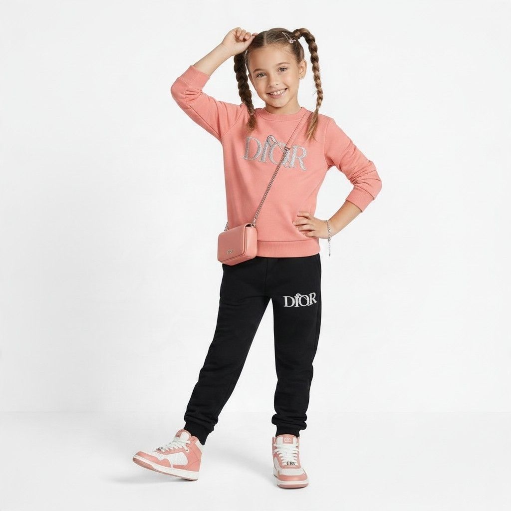 Girls’ Essential Pink & Black Tracksuit Girls’ Essential Pink & Black Tracksuit