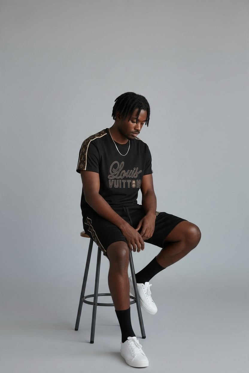  Men Summer Tracksuit Black