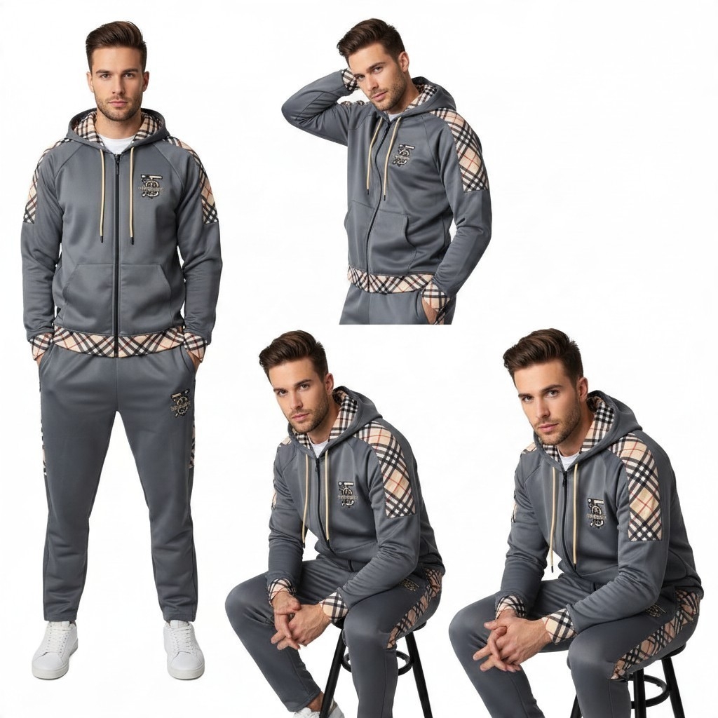 Luxury Men Tracksuit Grey