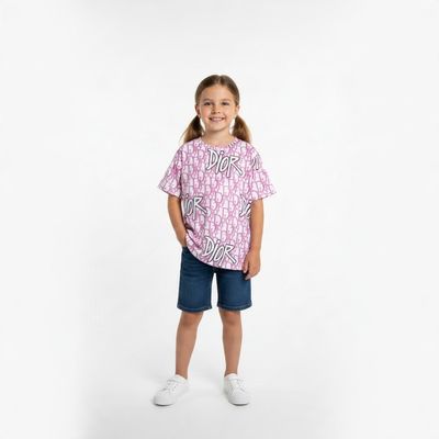  Children Summer T-shirt White with Pink