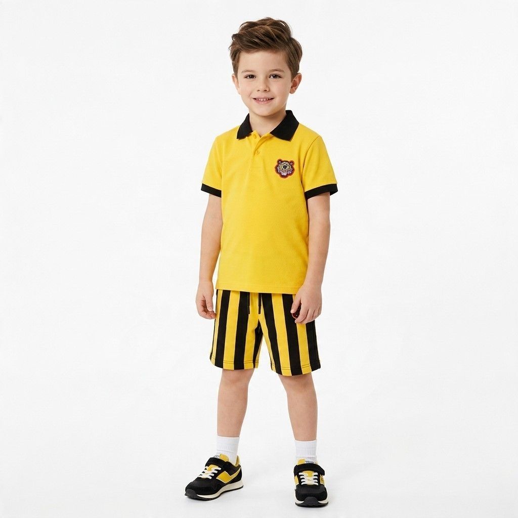 Children Summer Polo T-shirt Yellow