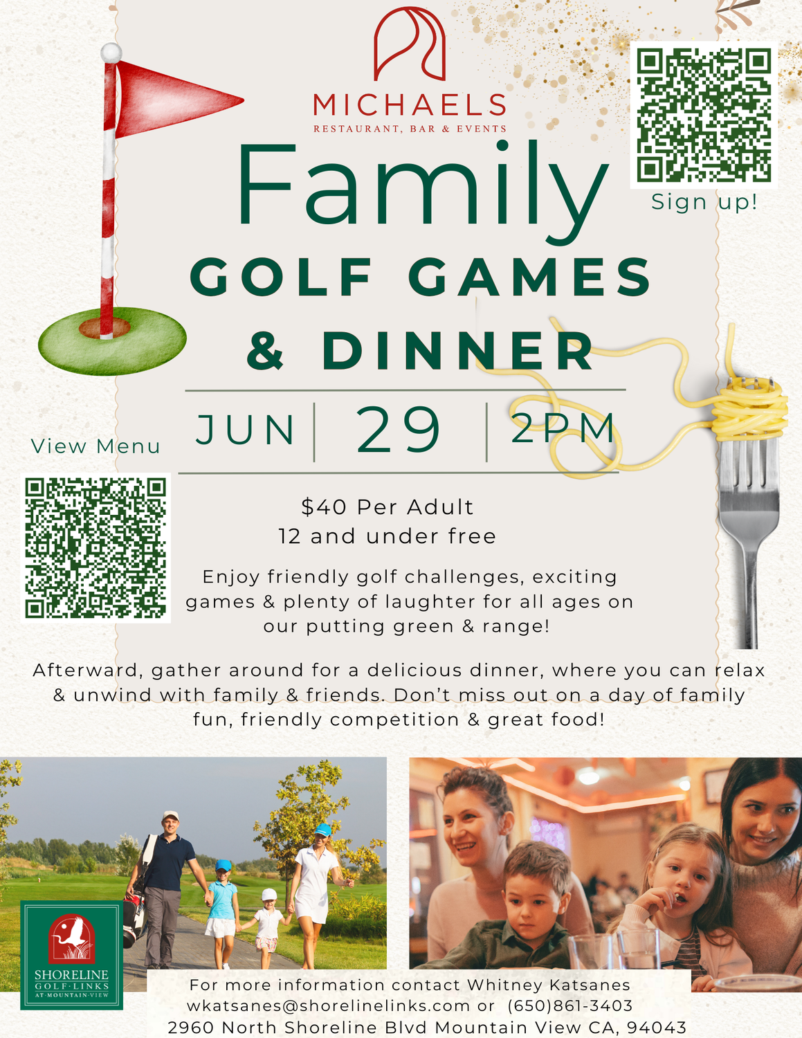 Family Golf Games &amp; Dinner