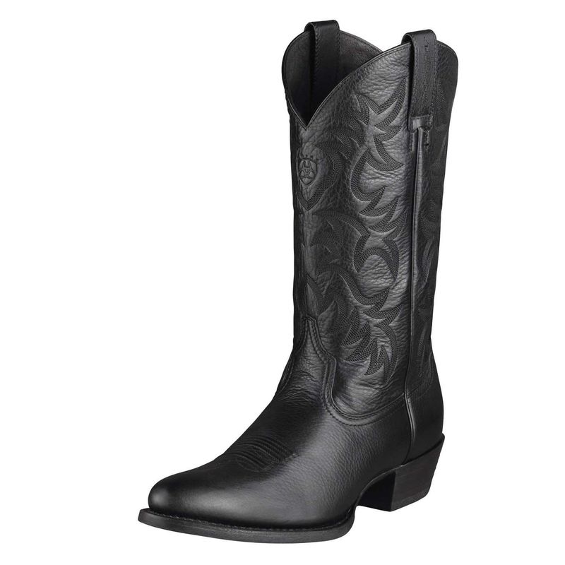 ARIAT MEN&#39;S HERITAGE R TOE BLACK WESTERN BOOTS
