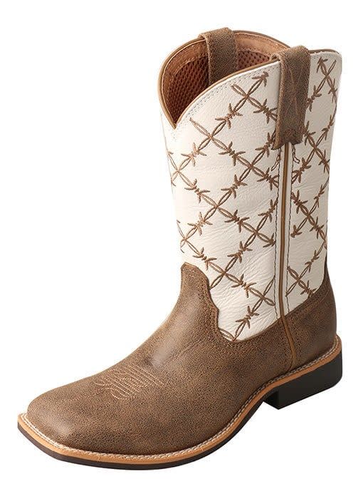 TWISTED X TOP HAND CREAM BARBED WESTERN BOOTS