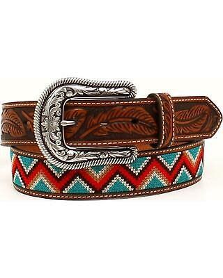 CHEVRON FLORAL TOOLED BELT