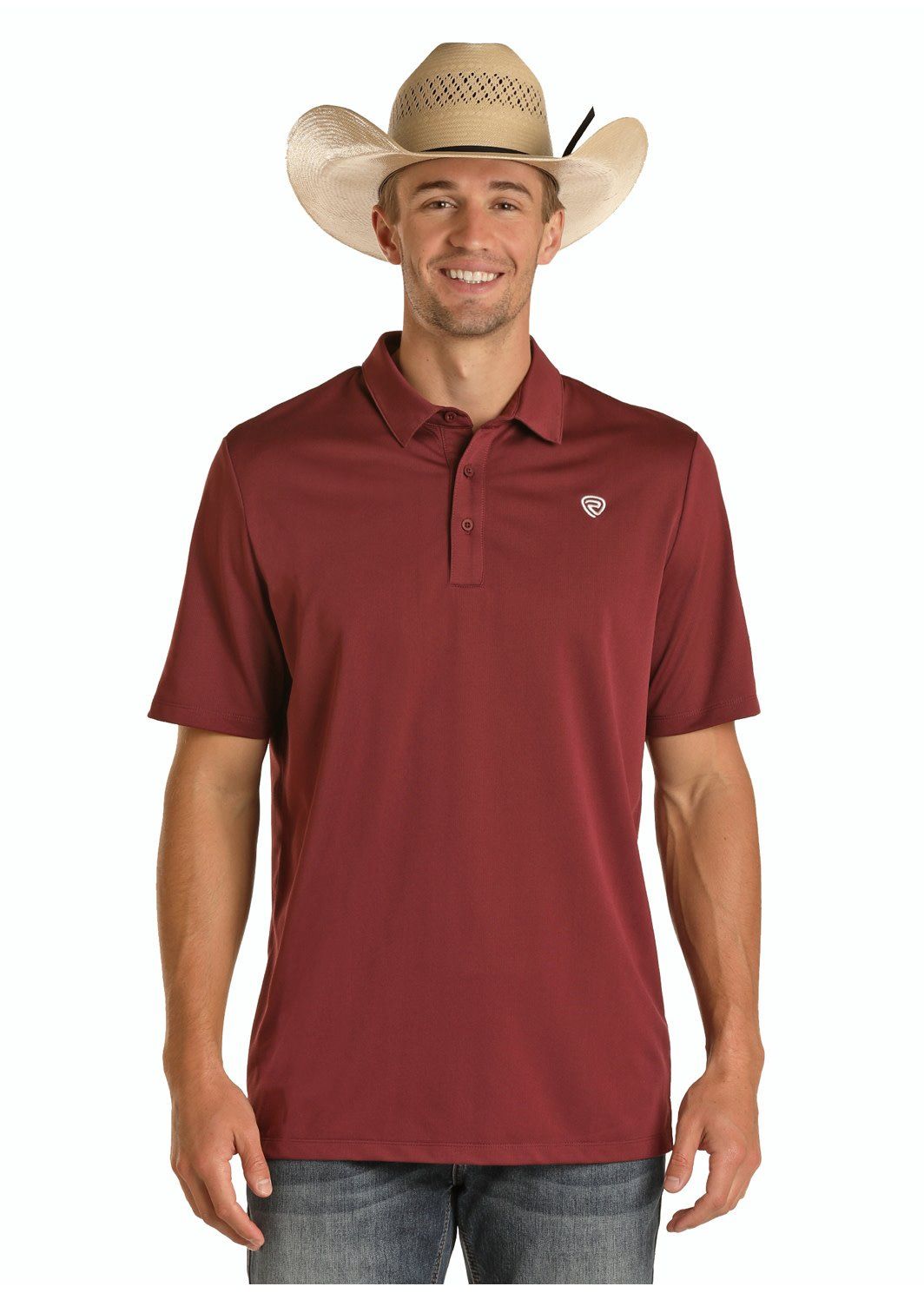 P9P8020 ROCK &amp; ROLL MEN&#39;S PERFORMANCE BURGUNDY POLO SHIRT