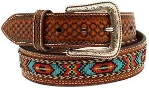 NOCONA EMBROIDERY BROWN W/TURQUOISE AZTEC BELT