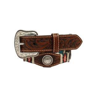 NOCONA FLOWER EMBOSSED BRAIDED RAWHIDE BELT