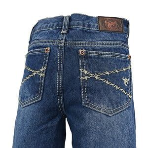 BARBWIRE EMB JEAN, MED WASH