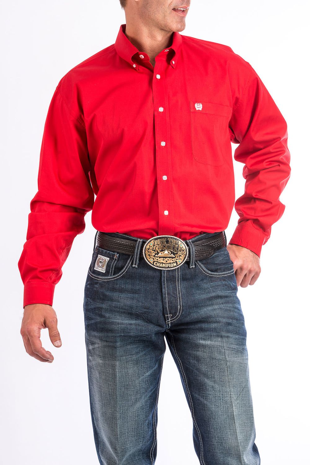 CINCH SOLID BUTTON-DOWN WESTERN SHIRT