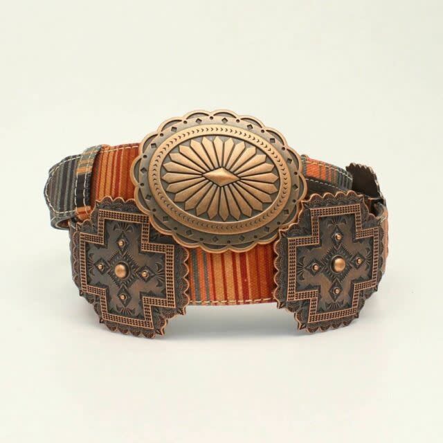 SERAPE COPPER CROSS CONCHO BELT