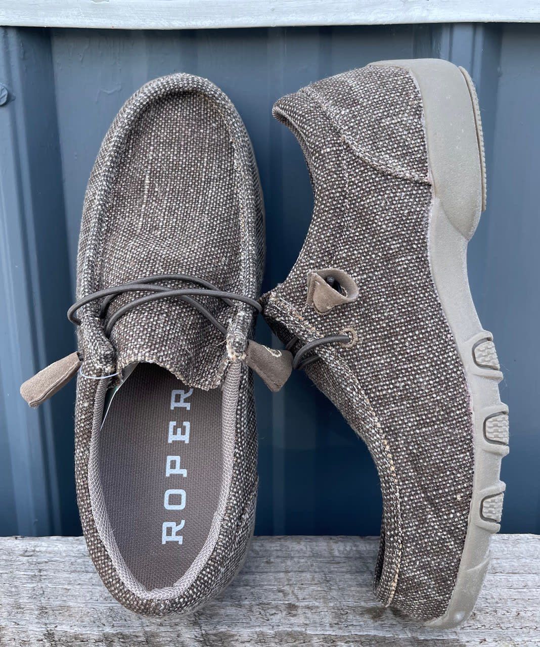 WMNS LACE MOC BROWN CANVAS FABRIC