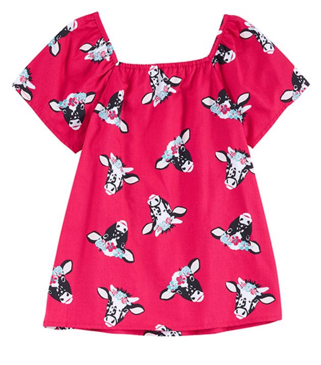 WRANGLER PINK W/FLORAL COW PRINT SHORT SLEEVES TOP