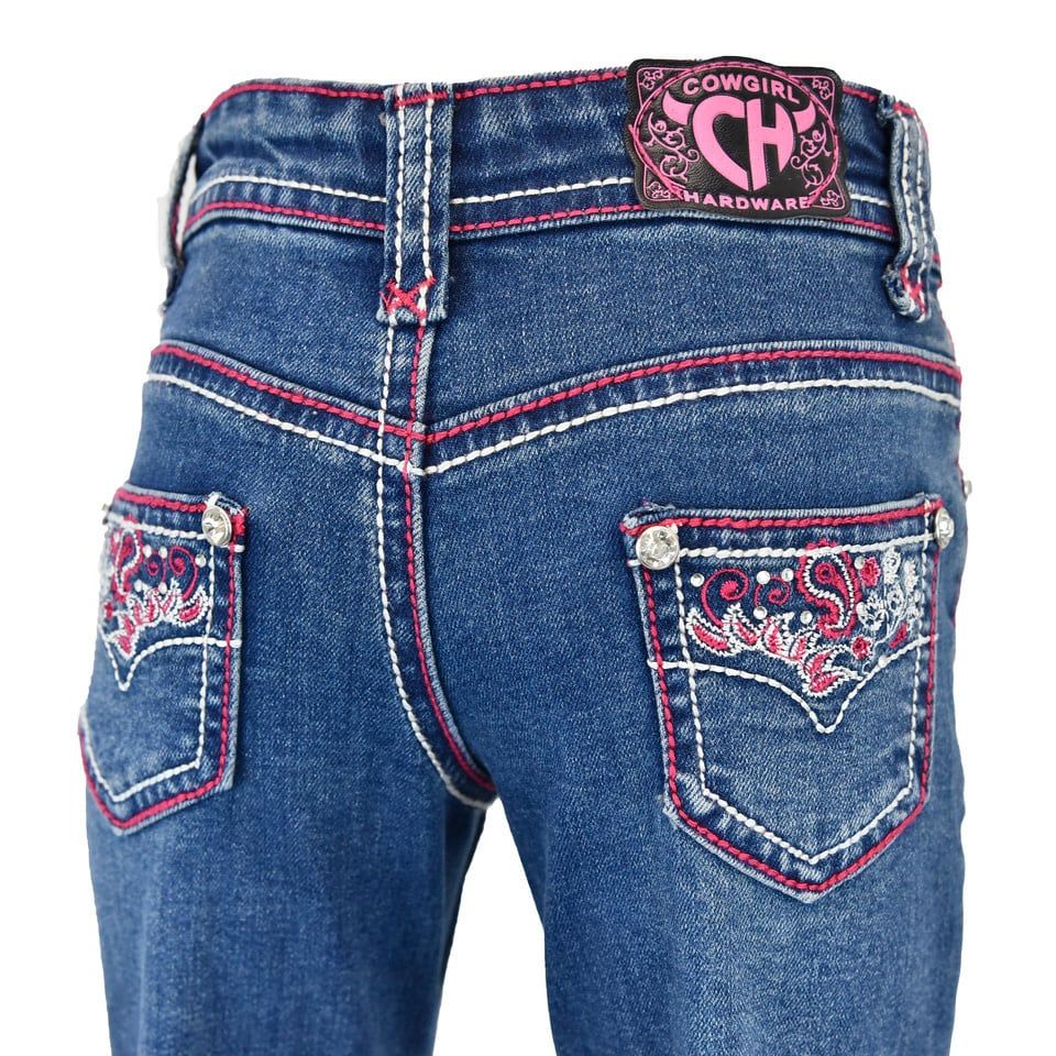 COWGIRL HARDWARE TODDLER JEAN MED WASH W/PINK