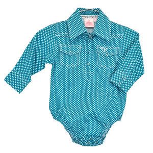 COWGIRL HARDWARE INFANT DONUT L/S ROMPER DARK TURQUOISE