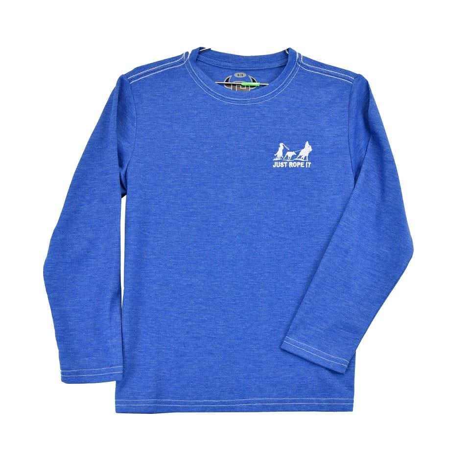 310350-407 COWBOY HARDWARE BOYS "JUST ROPE IT" LS TEE ROYAL