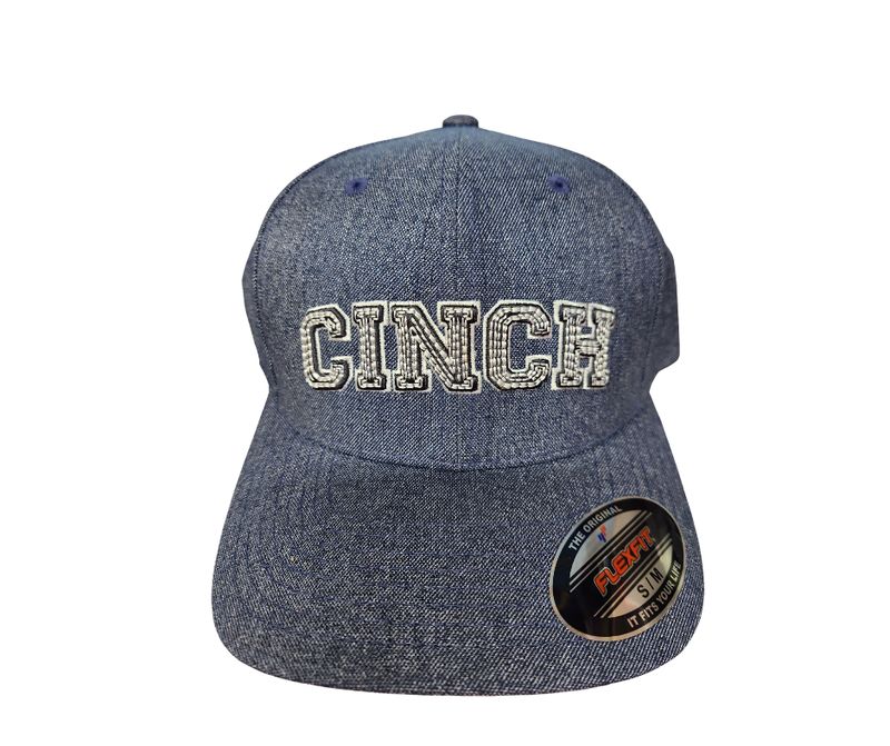 CINCH FLEXFIT HEATHER NAVY W/EMBROIDERED LOGO PATCH CAP