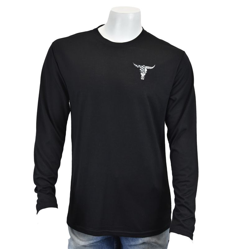 COWBOY HARDWARE FREEDOM SKULL PREMIUM L/S TEE BLACK